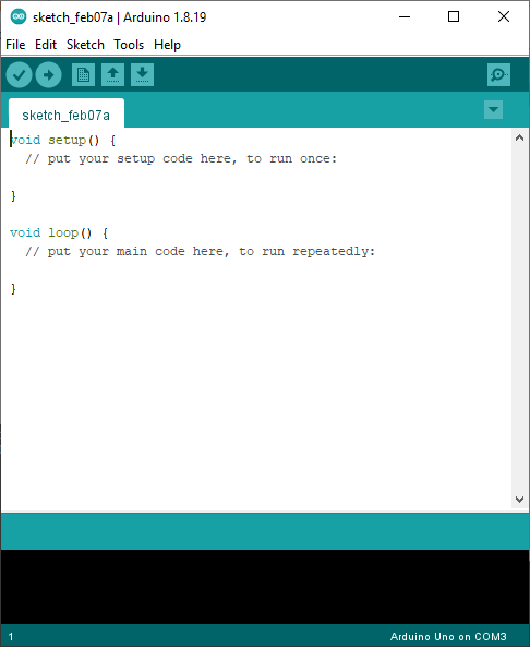 New Arduino IDE window