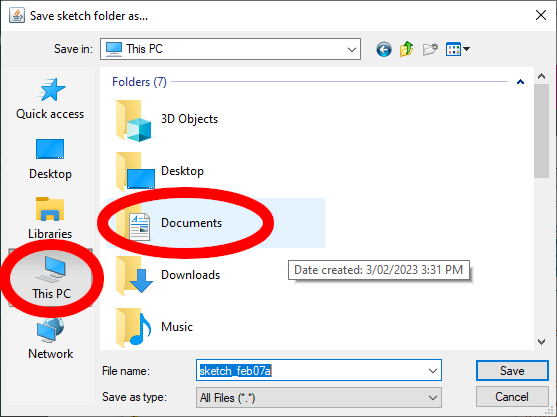 This PC selected in the Save As... dialog