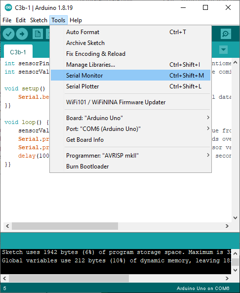 How to open the Arduino serial monitor