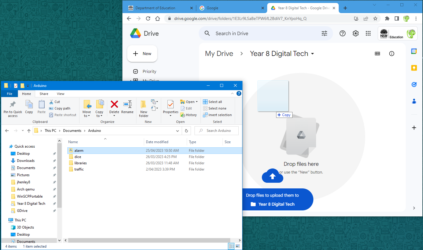 Dragging a folder to Google drive